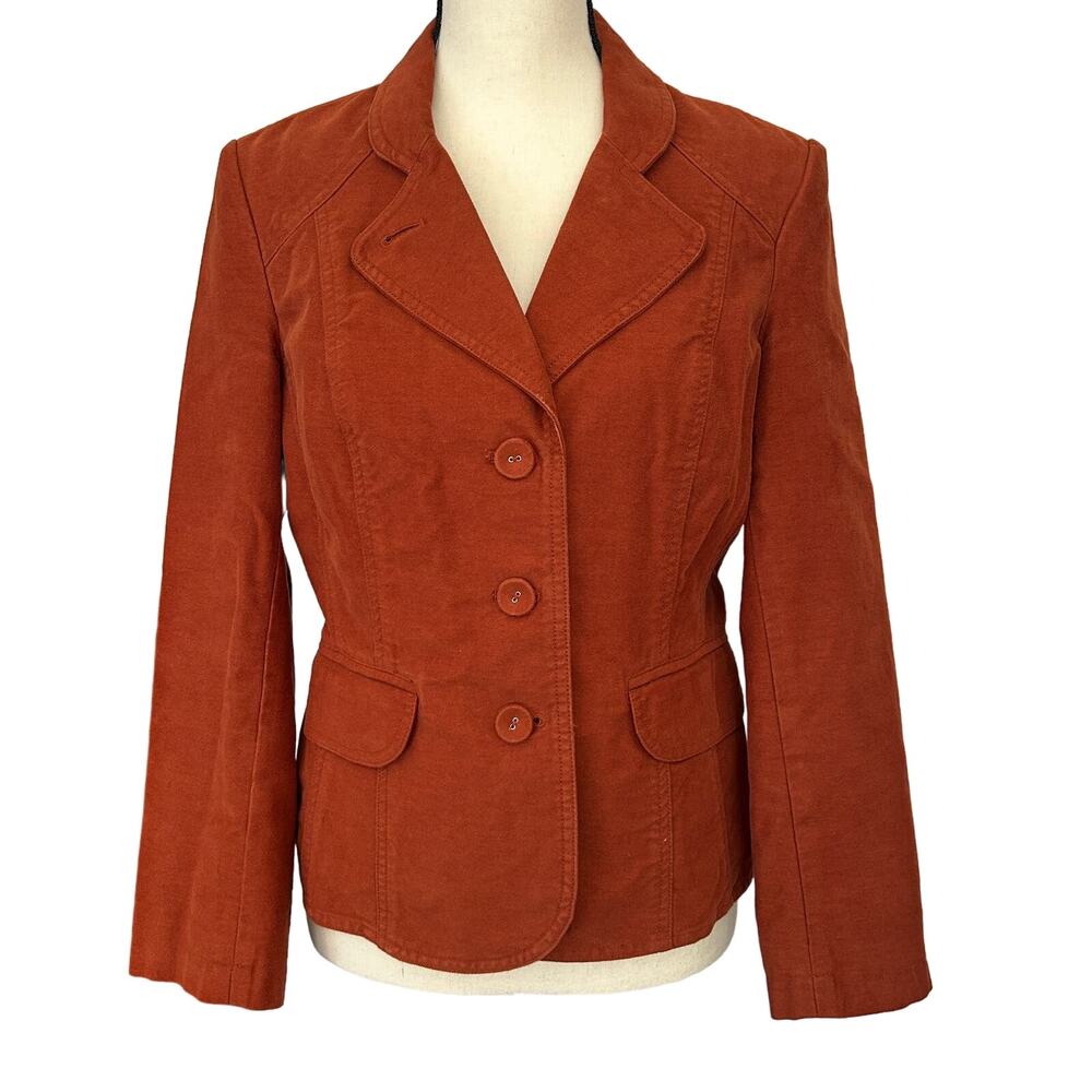 J Jill Blazer Jacket 8 8P Petite Rust Orange J.Jill Academia Career Work Prep